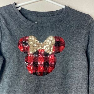 NWOT Minnie Mouse Disney Sequin Holiday Christmas Long Sleeve Tee Size 4